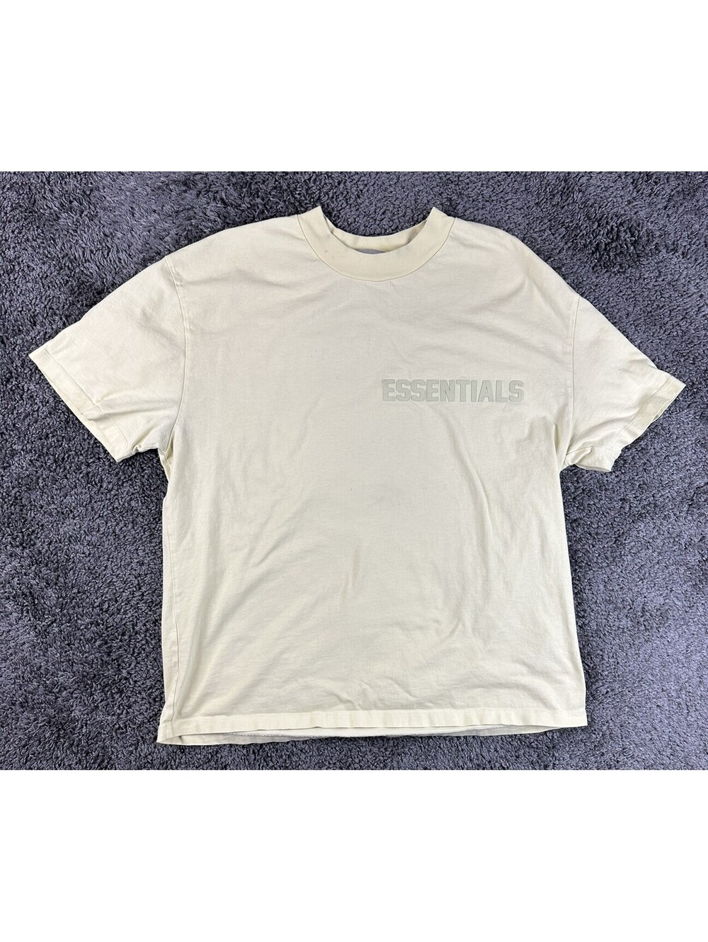 Fear of God Essentials T Shirt Mens Large L Cream Beige Oversized Boxy Logo Tee